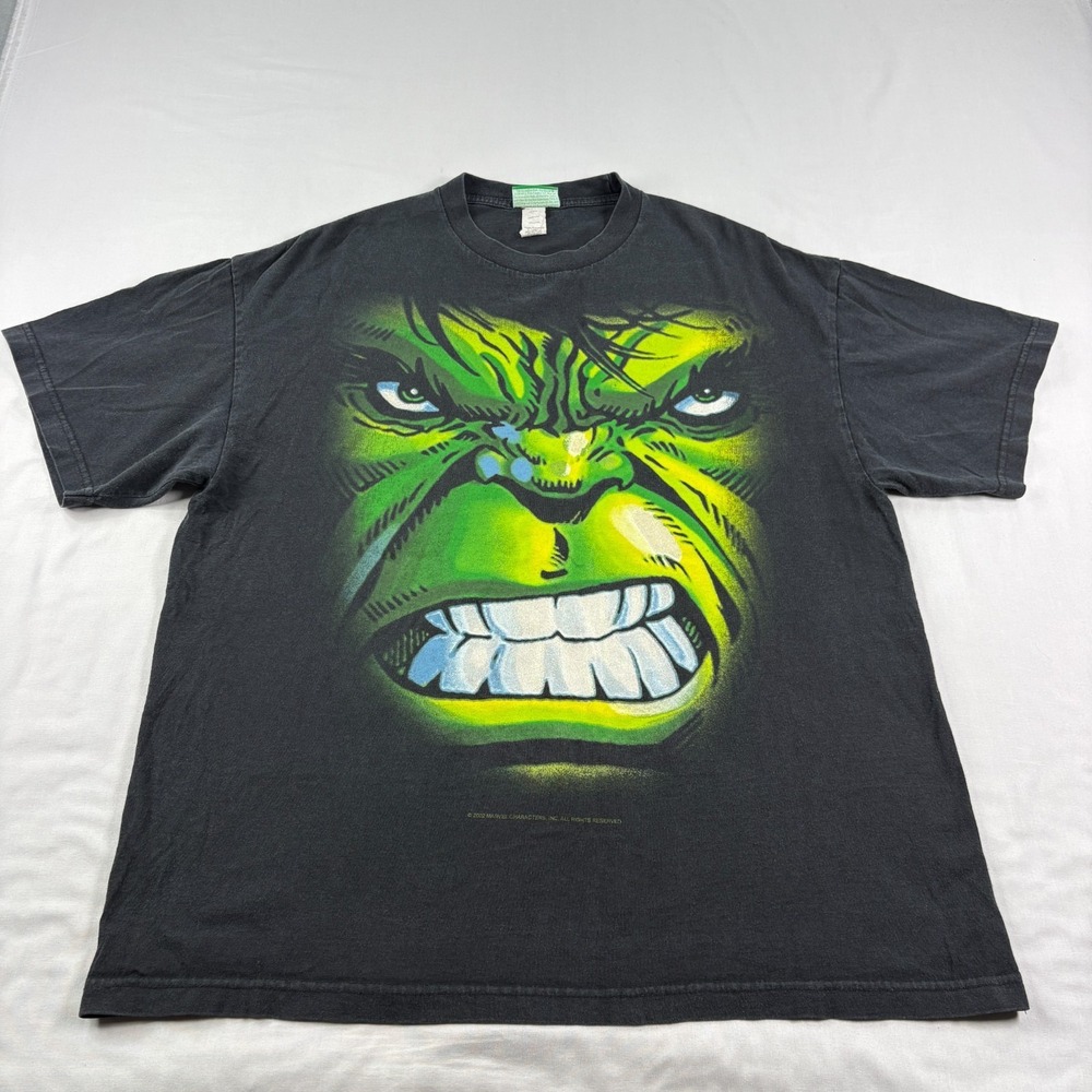 Vintage Incredible Hulk Shirt Mens XL Black Graphic Crew Neck Short Sleeve Y2K